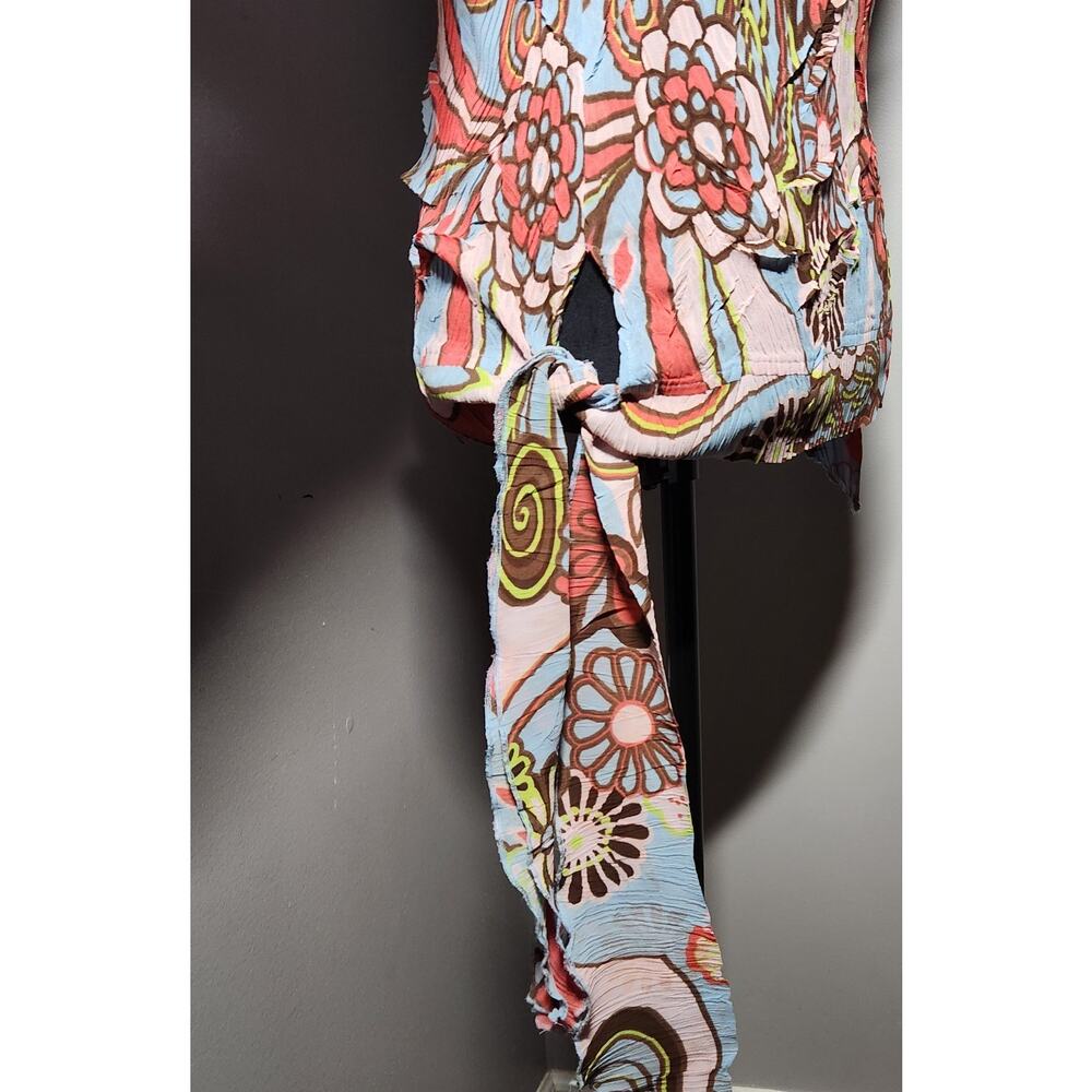 Vtg Cache Y2K Floral Bell Sleeve Side Tie Blouse Boho Psychedelic Top M - Picture 9 of 11